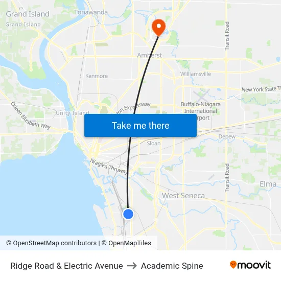 Ridge Road & Electric Avenue to Academic Spine map