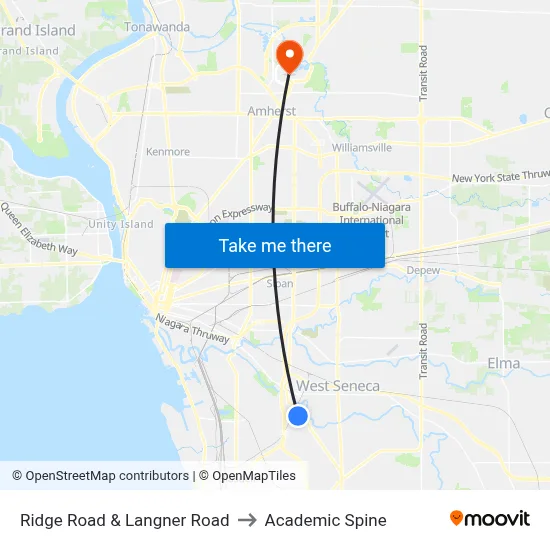Ridge Road & Langner Road to Academic Spine map