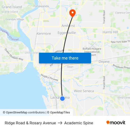 Ridge Road & Rosary Avenue to Academic Spine map
