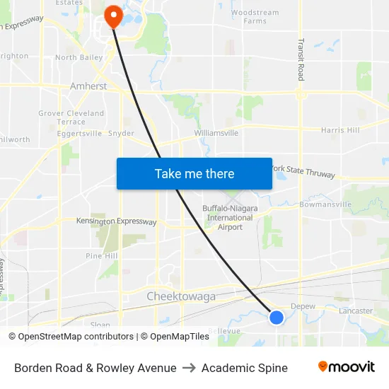 Borden Road & Rowley Avenue to Academic Spine map