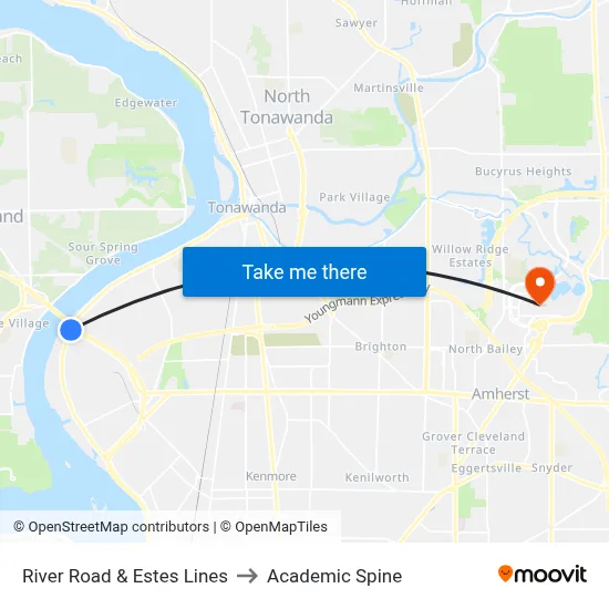 River Road & Estes Lines to Academic Spine map