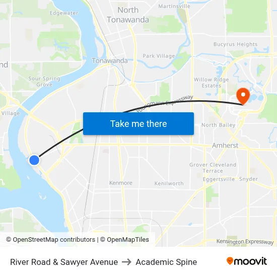 River Road & Sawyer Avenue to Academic Spine map