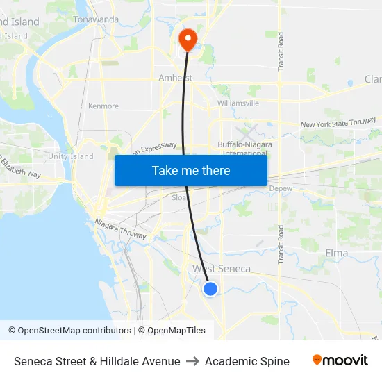 Seneca Street & Hilldale Avenue to Academic Spine map