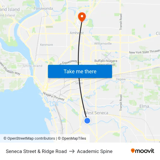 Seneca Street & Ridge Road to Academic Spine map