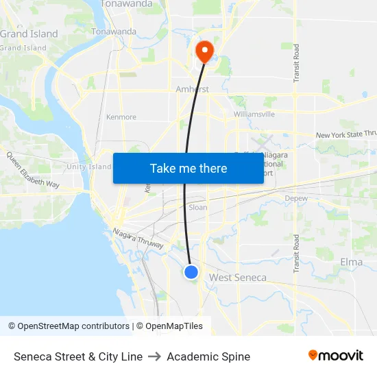 Seneca Street & City Line to Academic Spine map