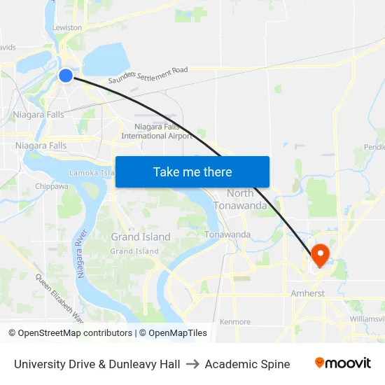University Drive & Dunleavy Hall to Academic Spine map