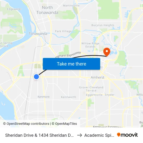Sheridan Drive & 1434 Sheridan Drive to Academic Spine map