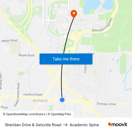 Sheridan Drive & Getzville Road to Academic Spine map