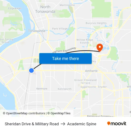 Sheridan Drive & Military Road to Academic Spine map