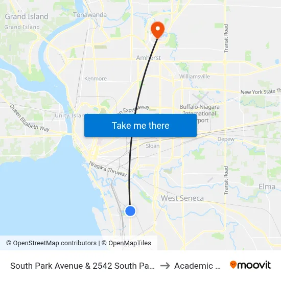 South Park Avenue & 2542 South Park Avenue to Academic Spine map