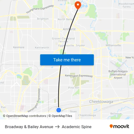 Broadway & Bailey Avenue to Academic Spine map