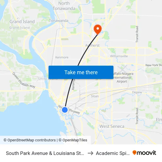 South Park Avenue & Louisiana Street to Academic Spine map