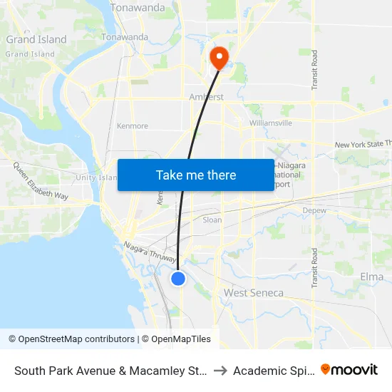 South Park Avenue & Macamley Street to Academic Spine map