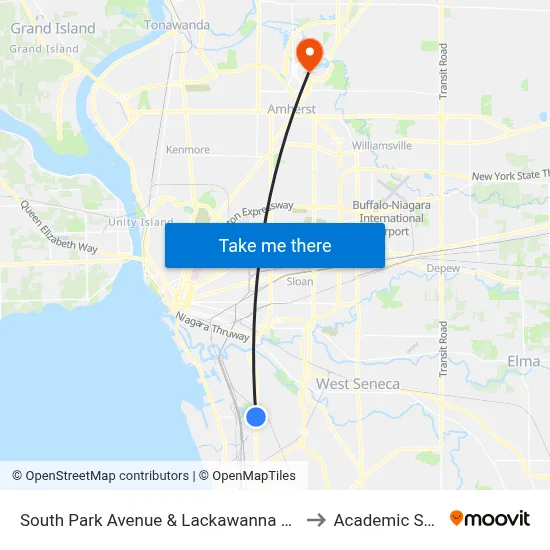 South Park Avenue & Lackawanna Victory to Academic Spine map