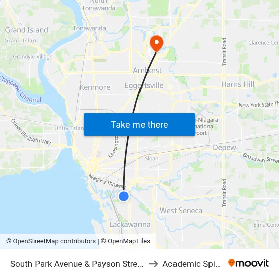 South Park Avenue & Payson Street to Academic Spine map