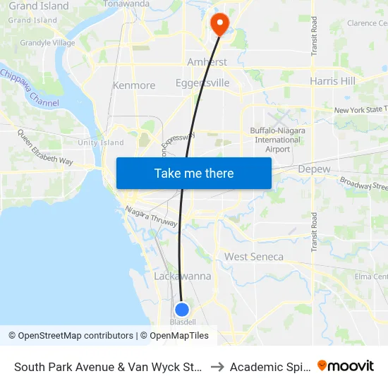 South Park Avenue & Van Wyck Street to Academic Spine map