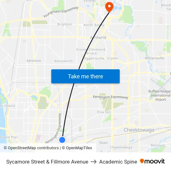 Sycamore Street & Fillmore Avenue to Academic Spine map