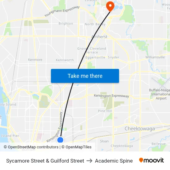 Sycamore Street & Guilford Street to Academic Spine map