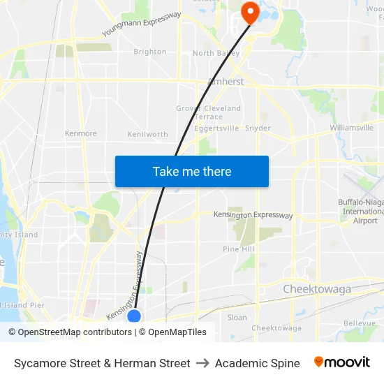 Sycamore Street & Herman Street to Academic Spine map