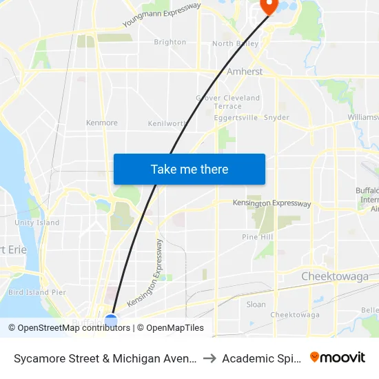Sycamore Street & Michigan Avenue to Academic Spine map