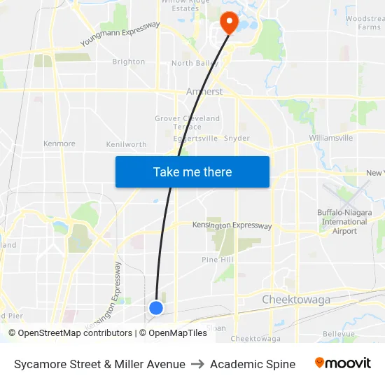 Sycamore Street & Miller Avenue to Academic Spine map