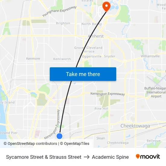 Sycamore Street & Strauss Street to Academic Spine map