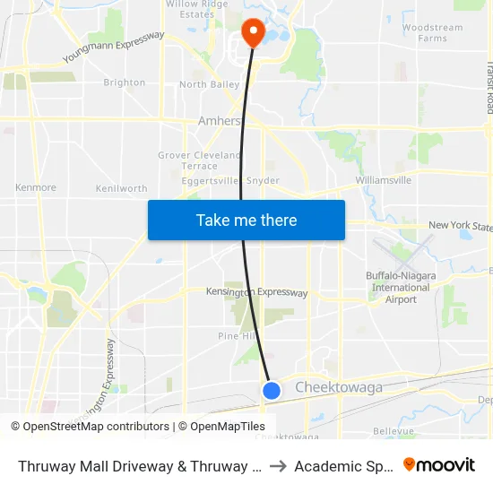 Thruway Mall Driveway & Thruway Mall to Academic Spine map