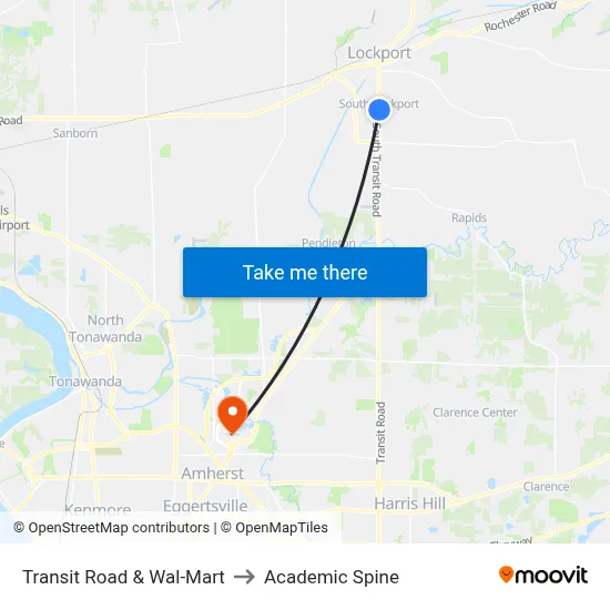 Transit Road & Wal-Mart to Academic Spine map