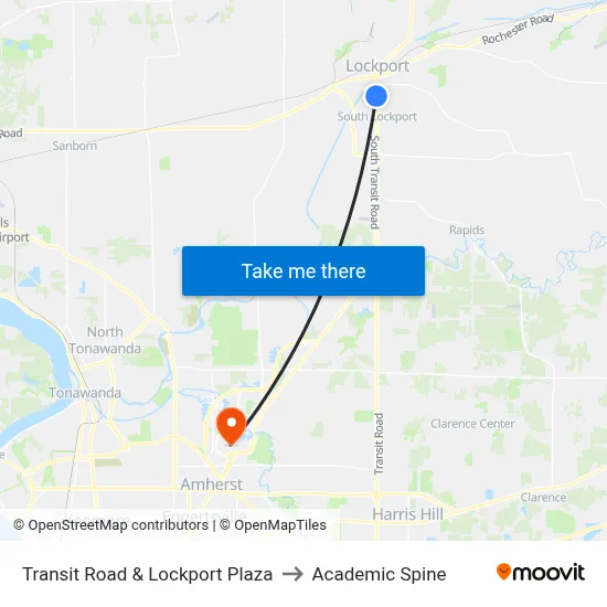 Transit Road & Lockport Plaza to Academic Spine map