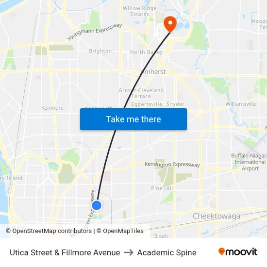 Utica Street & Fillmore Avenue to Academic Spine map