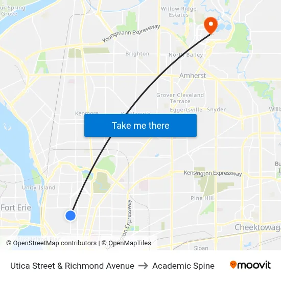 Utica Street & Richmond Avenue to Academic Spine map