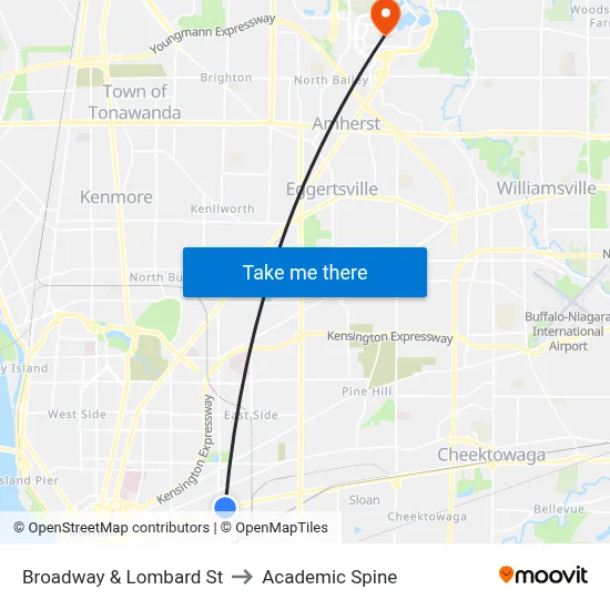 Broadway & Lombard St to Academic Spine map