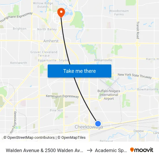 Walden Avenue & 2500 Walden Avenue to Academic Spine map
