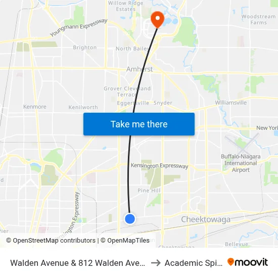 Walden Avenue & 812 Walden Avenue to Academic Spine map