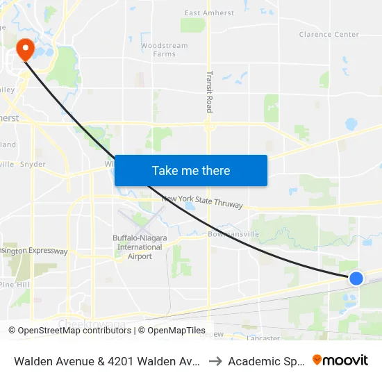 Walden Avenue & 4201 Walden Avenue to Academic Spine map