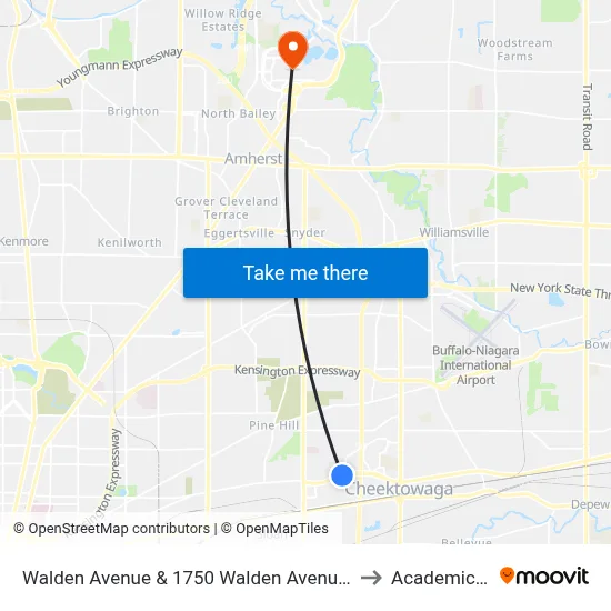 Walden Avenue & 1750 Walden Avenue (Target Plaza) to Academic Spine map