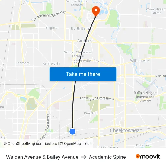Walden Avenue & Bailey Avenue to Academic Spine map
