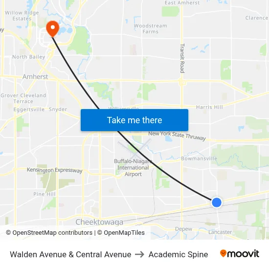 Walden Avenue & Central Avenue to Academic Spine map