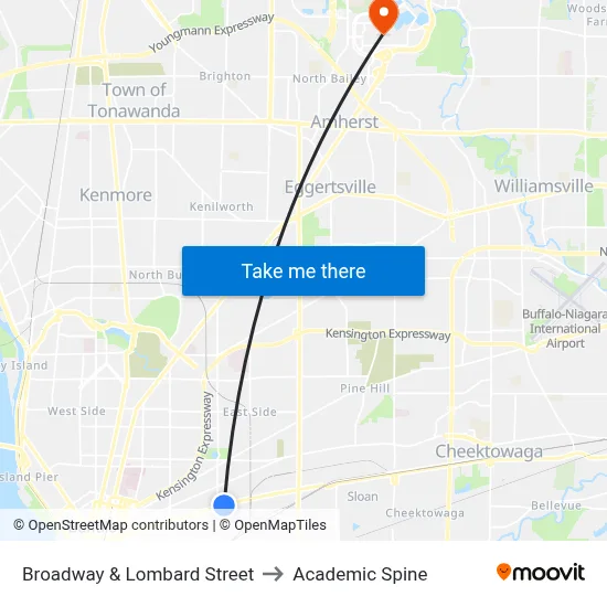 Broadway & Lombard Street to Academic Spine map