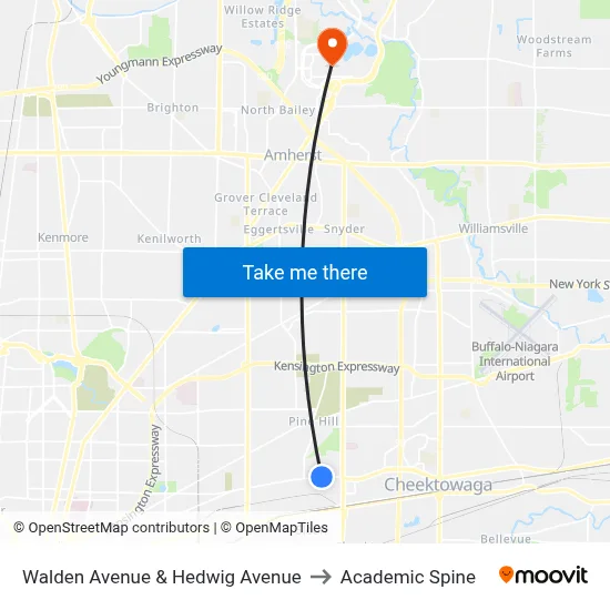 Walden Avenue & Hedwig Avenue to Academic Spine map