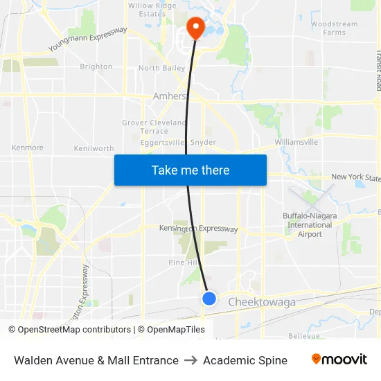 Walden Avenue & Mall Entrance to Academic Spine map