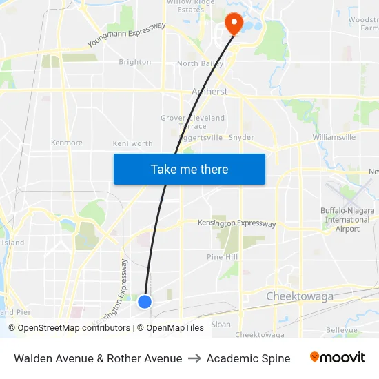 Walden Avenue & Rother Avenue to Academic Spine map