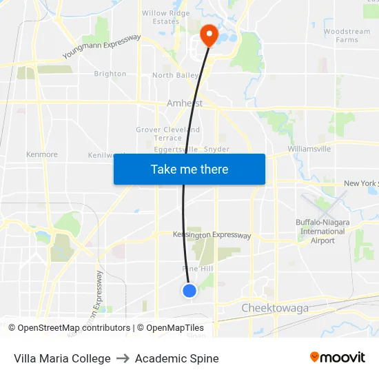 Villa Maria College to Academic Spine map