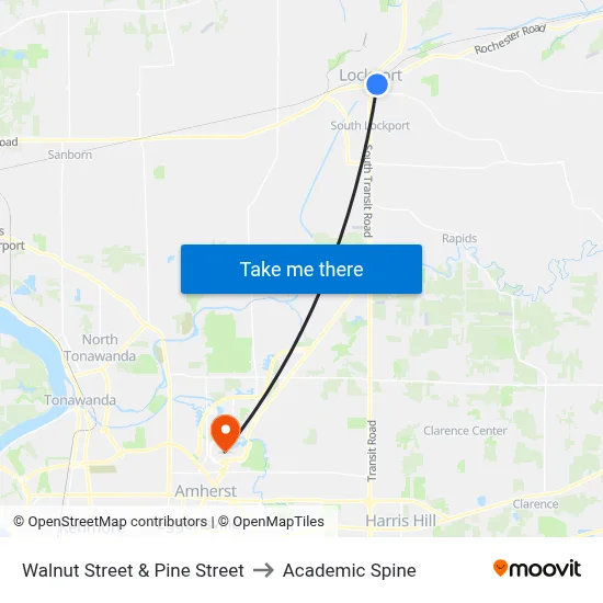 Walnut Street & Pine Street to Academic Spine map