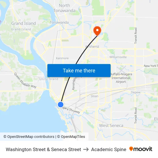 Washington Street & Seneca Street to Academic Spine map