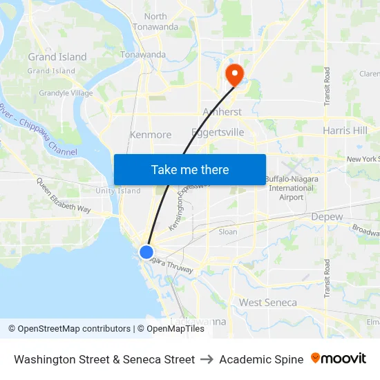 Washington Street & Seneca Street to Academic Spine map