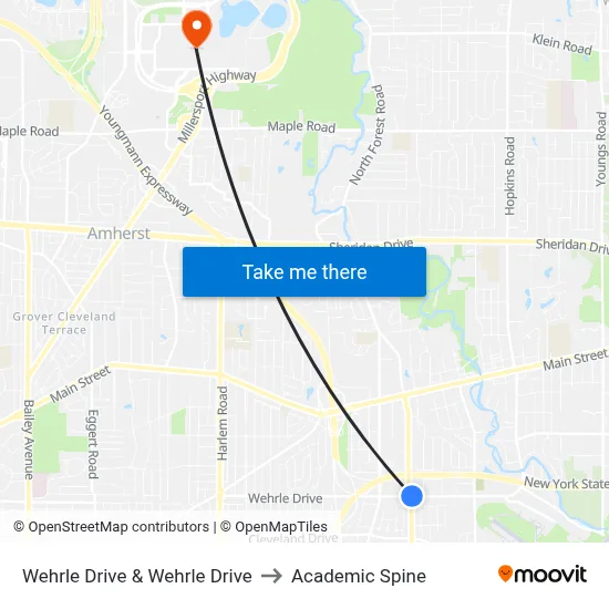 Wehrle Drive & Wehrle Drive to Academic Spine map