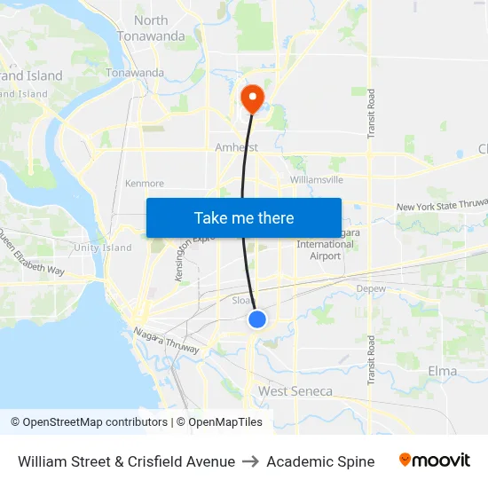 William Street & Crisfield Avenue to Academic Spine map