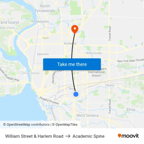 William Street & Harlem Road to Academic Spine map