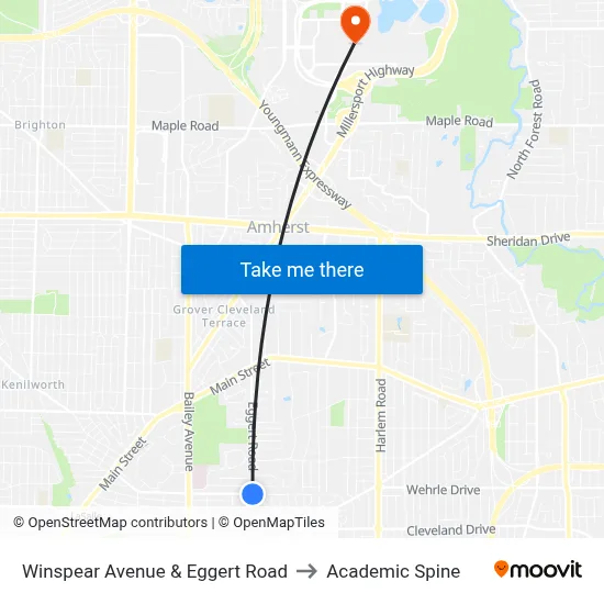 Winspear Avenue & Eggert Road to Academic Spine map